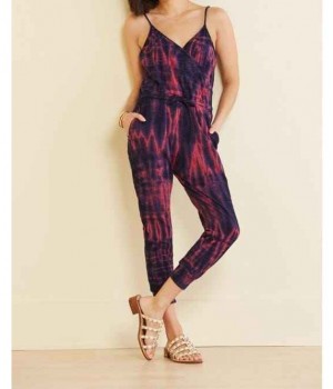 2022 New Arrival Sleeveless Tie Dye Ladies One Piece Jumpsuits Full Flare Women's Clothing Natural Casual Floor-Length Patterns